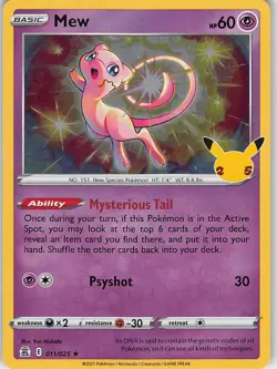 Mew 011/025 Holo Rare Celebrations Pokemon Near Mint - Image 1