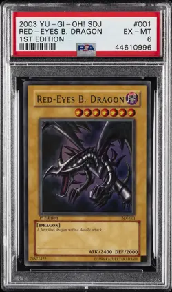 2003 YU-GI-OH! STARTER DECK: JOEY 1ST EDITION #001 RED-EYES B. DRAGON PSA 6 - Image 1