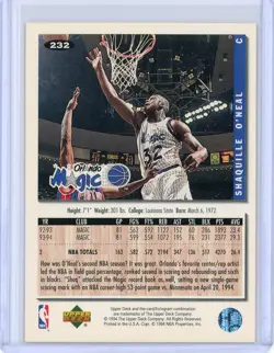 1994-95 Upper Deck Collector's Choice NBA Basketball #232 Shaquille O'Neal Card - Image 2