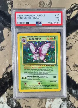 Venomoth Rare Holo 13/64 1999 Pokemon Jungle Graded PSA 7 NM Ken Sugimori - Image 1