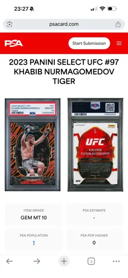 2023 UFC Select Khabib Nurmagomedov TIGER STRIPE PRIZM PSA 10 POP 1 Rare legend - Image 4