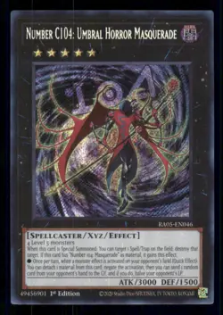 Number C104: Umbral Horror Masquerade Secret Rare RA05-EN046 Yu-Gi-Oh 1st Ed NM - Image 1