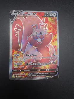 Pokemon TCG Greedent V Fusion Strike Holo Full Art Ultra Rare Card 256/264 - Image 1