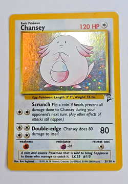 Chansey 3/130 Holo Rare Base Set 2 Vintage Wotc Pokemon Card - Image 1