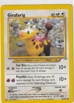 Pokemon Karte Trading Card Game Neo Destiny Nr. 66/105 Girafarig englisch - Image 1