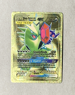 Mega Sableye&Tyranitar GX HP280 Greedy Crush Gold Foil Fan Art Card - Image 1