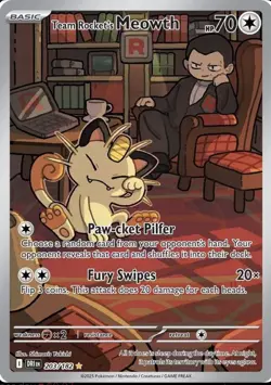 Pokemon TCG Team Rockets Meowth Card 203/182 Destined Rivals - Image 1