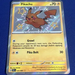 Pokemon Pikachu TCG Paldean Fates Holo Card 131/091 Shiny Rare - Image 1