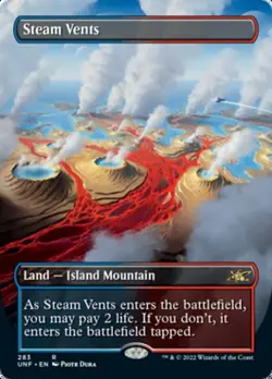MTG Steam Vents - Foil - Borderless, NM-Mint, English Unfinity - Image 1