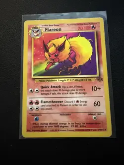 Pokemon TCG Flareon Non-Holo Rare Card 19/64 Jungle Unlimited - Image 1