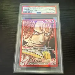 Namco 2024 One Piece CCG Shanks OP09-001 Leader Alt Art Foil PSA 10 EN - Image 1