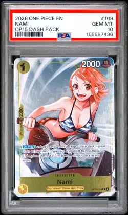 2026 One Piece Nami OP15-108 Dash Pack English Foil PSA 10 - Image 1
