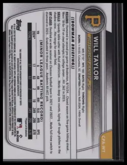 2025 Bowman Chrome #CPA-WT Will Taylor Bowman 1st Auto /25 - Image 2