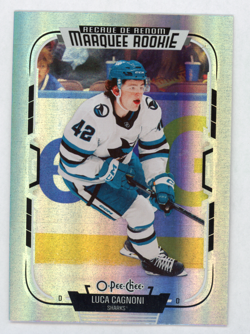 2025-26 OPC Luca Cagnoni /350 RAINBOW FOIL Rookie SJ Sharks 25-26 - Image 1