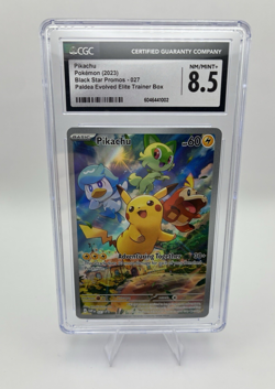 Pikachu Full Art, Pokemon CGC NM 8.5, Paldea Evolved, Black Star Promo, SVP027 - Image 1
