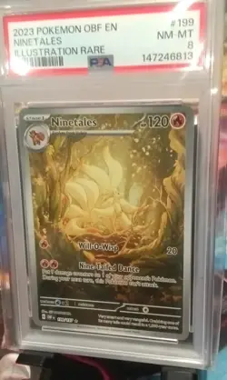 Pokemon TCG Ninetales Obsidian Flames Card 199/197 PSA 8 - Image 1