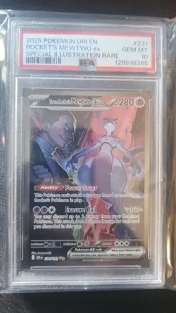 Pokemon 2025 Team Rocket's Mewtwo ex 231/182 SIR Destined Rivals GEM MINT PSA 10 - Image 1