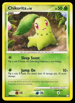 Chikorita 77/123 Common Mysterious Treasures Pokemon Card - Image 1