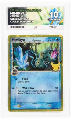 ACE 10 Mimikyu Black Star Promo SWSH136 Perfect Ace 10 Label Graded Card - Image 1