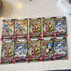Pokemon TCG Scarlet & Violet Booster Pack Lot 10 Packs, 10 Cards Each (EN) - Image 1
