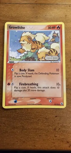 Growlithe 55/92 EX Legend Maker Reverse Holo Stamped 2006 Pokemon Card - Image 3