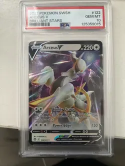 Pokemon TCG SWSH 2022 Brilliant Stars #122/172 Arceus v Ultra Rare PSA 10 - Image 1