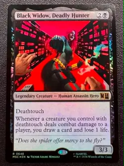 FOIL - Black Widow, Deadly Hunter Commander: Marvel Super Heroes MTG - NM - Image 1