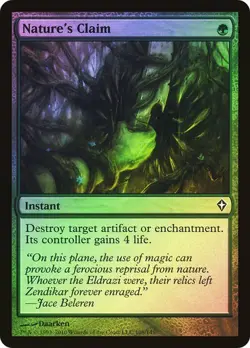 MTG Worldwake Nature's Claim x1 Foil Green Common Instant NM/M - Image 1
