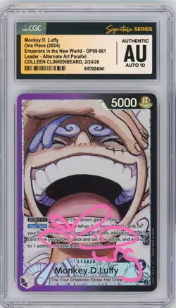 CGC Auth Auto 10 Colleen Clinkenbeard Monkey.D.Luffy Alt Art Parallel OP09-061 - Image 1