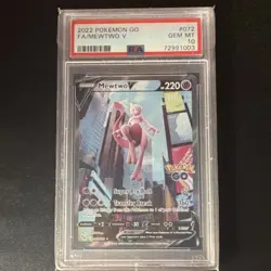 Pokemon 2022 Pokemon GO Mewtwo V 072/078 Full Art Holo Ultra Rare PSA 10 - Image 1