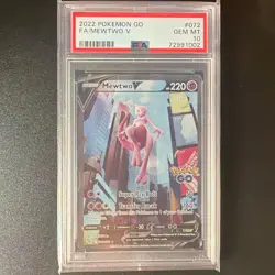 Pokemon 2022 Pokemon GO Mewtwo V 072/078 Full Art Holo Ultra Rare PSA 10 - Image 1