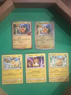 Pokemon Pikachu Raichu Card Lot Reverse Holo Trick or Trade Rare 5 Cards - Image 1