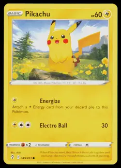 PIKACHU 049/203 EVOLVING SKIES POKEMON CARD NEAR MINT - Image 1