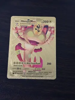 Meowth Vmax High Quality - Gold Foil Fan Art Card - Image 1
