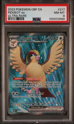 2023 POKEMON OBF EN-OBSIDIAN FLAMES ULTRA RARE #217 PIDGEOT EX PSA 8 - Image 1