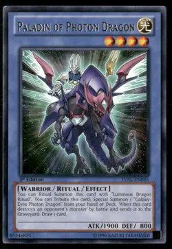 Paladin of Photon Dragon LVAL-EN045 Rare Yu-Gi-Oh 1st Edition Near Mint - Image 1