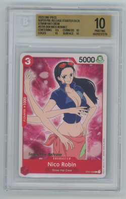 NICO ROBIN 2022 ONE PIECE #ST01-008 SUPER PRE-RELEASE BECKETT BGS 10 GEM MINT - Image 1