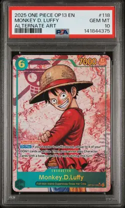 2025 One Piece Carrying on Will Monkey D Luffy Alt Art #OP13-118 PSA 10 Pristine - Image 1