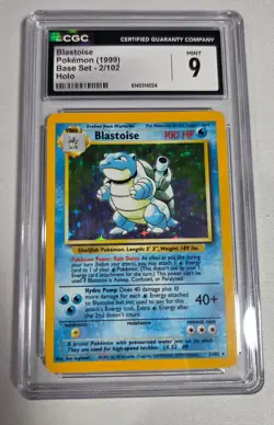 CGC 9 MINT Blastoise 2/102 Base Set Holo Pokemon Card - Image 1