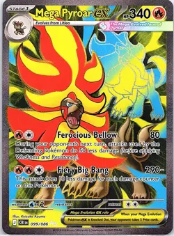Mega Pyroar ex 099/086 Ultra Rare Chaos Rising Pokemon Holo Near Mint - Image 1