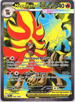 Mega Pyroar ex 099/086 Ultra Rare Chaos Rising Pokemon Holo Near Mint - Image 1