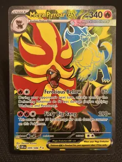 Mega Pyroar ex 099/086 Ultra Rare ME04: Chaos Rising Pokemon Near Mint - Image 1