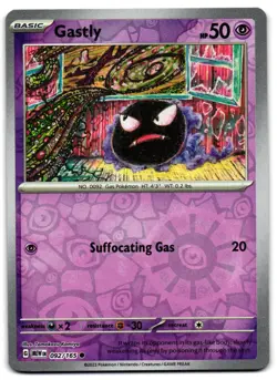 Gastly 092/165 - 151 Common Pokemon TCG Reverse Holo - M/LP Card - Image 1
