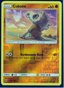 2018 POKEMON CUBONE 57/131-FORBIDDEN LIGHT -REVERSE HOLO- COMMON -NM - Image 1