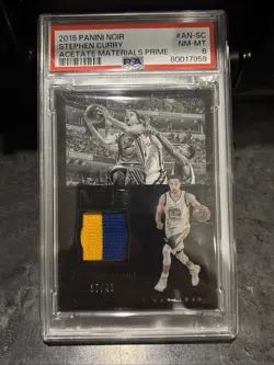 2015 Panini Noir Stephen Curry Acetate Material Prime /49 Game Used PSA 8 Pop 2 - Image 1