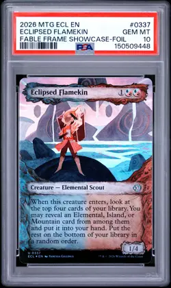 2026 MTG LORWYN ECLIPSED FABLE FRAME SHOWCASE-FOIL ECLIPSED FLAMEKIN PSA 10 - Image 1