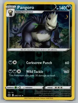 Pangoro 080/159 Rare Crown Zenith Pokemon Reverse Holo Near Mint - Image 1