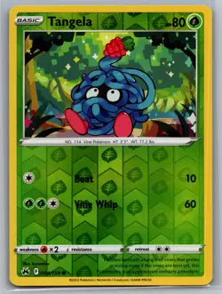 Tangela 004/159 Common Crown Zenith Pokemon Reverse Holo Near Mint - Image 1