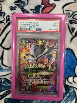 M Mewtwo EX (160 Full Art) 160/162 Breakthrough Holo PSA 9 🫦 - Image 1