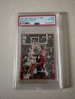Michael Jordan 1987 Gigantes de la NBA #56 Sticker Card PSA 6 Rare - Image 1